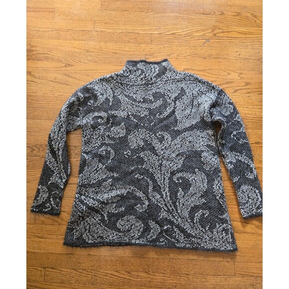 Peruvian Connection Alpaca Blend Womens Mock Kneck Knit Sweater Gray Size Medium - Picture 2 of 7